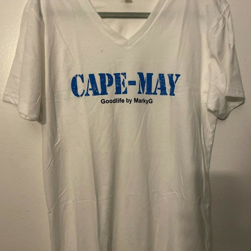 Marky G Mens White Short Sleeve Good Life Cape May Graphic T Shirt Size Large